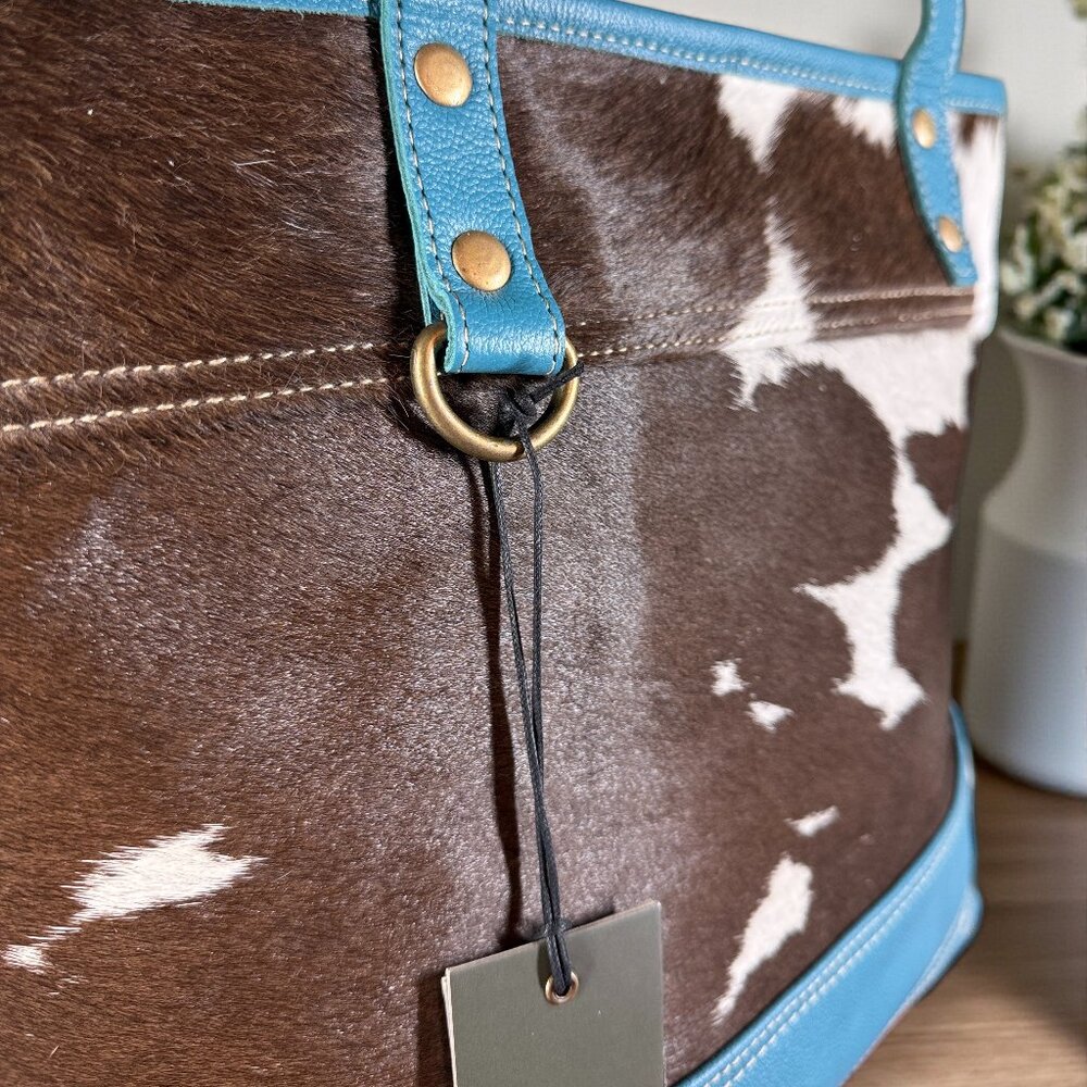 Myra Blue Ridge Carolina Leather & Hair-on Tote Bag - New - Picture 5 of 11